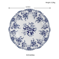 Assiettes en porcelaine fine à motifs floraux, best-sellers pour les hôtels, les restaurants et les présentoirs de mariage
