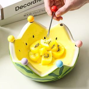 Juego de frutero creativo de sandía de alta calidad con tenedor, ideal para uso doméstico en la mesa de centro de la sala de estar, plato para frutas, ensaladera - Product Image 4