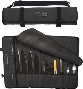 Échantillon gratuit : Sac de transport décontracté pour couteaux de chef, 10 emplacements pour couteaux, grande poche zippée, étui à couteaux durable 10oz, bandoulière réglable - Product Image 2