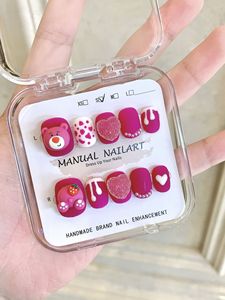 <span class=keywords><strong>Uñas</strong></span> Postizas Acrílicas Hechas a Mano con Diseño de Oso Fresa 3D, Paquete de 10 Unidades, Venta al Por Mayor, <span class=keywords><strong>para</strong></span> <span class=keywords><strong>Niñas</strong></span> - Product Image 6