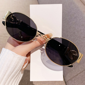 Oval <b>Small</b> <b>Frame</b> Metal <b>Sunglasses</b> For Women UV400 Fashion Style Streetwear - Product Image 1