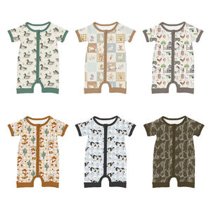 W1 Venta al por Mayor de Monos de Verano para Bebés y Niños, Lindos y con Dibujos Animados, 100% Algodón Tejido, Cierre con Botones a Presión, 180-200 GSM - Product Image 1