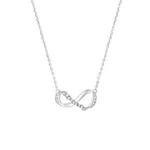 Wholesale silver jewelry 925 sterling minimalist infinity 925 sterling silver diamond pendant necklace women