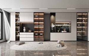 Buffet de salon et armoire de rangement de restaurant en bois massif moderne et personnalisé de luxe - Product Image 5