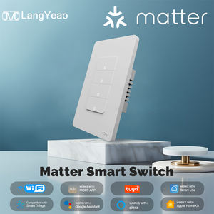 Interrupteur intelligent Wi-Fi LangYeao, compatible Matter Tuya, 1/2/3/4 boutons, 10A, nécessite un fil neutre, panneau en verre pour la domotique - Product Image 1