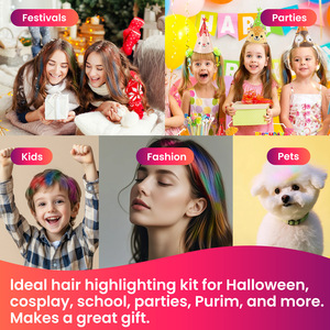 Pennarelli a Gesso Temporaneo per Capelli in 10 Colori, Facili da Lavare, Sicuri e Non Tossici, Tinta per Capelli per Bambini e Adulti, Feste e Cosplay - Product Image 6