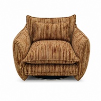 Fauteuil pivotant moderne en tissu avec coussin en éponge et base en acier inoxydable, fauteuil d'appoint pour hall d'hôtel, salon