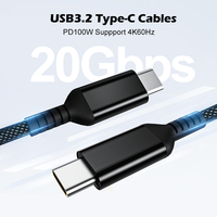 Cable USB3.2 Gen 2 Tipo C de Alta Velocidad para Datos y Carga Rápida con Revestimiento de Nailon para Computadora