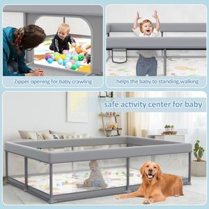 <span class=keywords><strong>Playpen</strong></span> in acciaio per interni ed esterni progettato in modo sicuro con recinzione per bambini in morbida rete traspirante incluso - Product Image 4