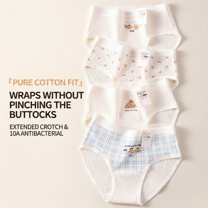 Culottes triangulaires en pur coton à motif de dessin animé japonais pour bébés et grands enfants, taille mi-haute, antibactériennes, avec entrejambe à motif de dessin animé, pour <span class=keywords><strong>étudiant</strong></span>s - Product Image 4