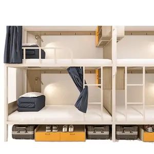 Ultimo design loft hotel pannello in legno cassetti ostello tenda in metallo letto a castello appartamento homestay scuola a due piani e-sport letto