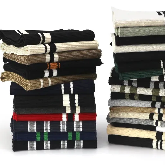 CVC Đan Sườn Cổ Áo Vải 2x2 65% Cotton 35% Polyester Cổ Unis Ribbing Dệt Kim Polo Cổ Áo Vải Cho Còng Hem