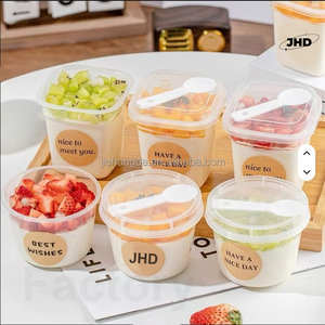 Boîte en plastique PP transparente jetable avec couvercle et cuillère 6oz 4oz 9oz Coupe à dessert ronde carrée pour pudding gelée <span class=keywords><strong>yaourt</strong></span> gâteau - Product Image 3