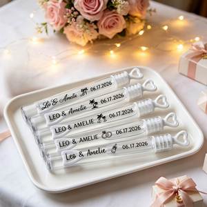 Personalized Wedding Bubble Tube <b>Stickers</b>, Custom Clear Labels, Waterproof Name and Date <b>Stickers</b> for Bridal Shower, Engagement - Product Image 3
