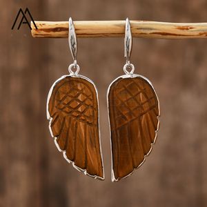Classique cristal ange aile boucles d'oreilles couleur argent <span class=keywords><strong>oeil</strong></span> <span class=keywords><strong>de</strong></span> <span class=keywords><strong>tigre</strong></span> pierre <span class=keywords><strong>de</strong></span> lune pierres précieuses balancent boucle d'oreille femmes cadeaux - Product Image 4