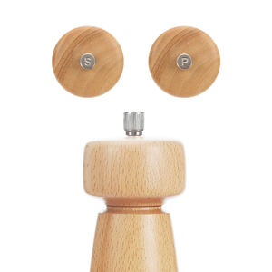 Melhor Premium Sal De Madeira e Pepper Mill Set com Aço Inoxidável Decor Ring Rubber Wood Spice Grinder Monarch Estilo - Product Image 5