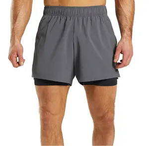 Schnellt rocknende Kompression Polyester 2 In 1 Anti Wrinkle Herren Running Gym Fitness Short Zum Verkauf