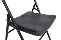 Chaise pliante d'extérieur en bois grainé noir avec structure en acier pour événements, bureau, mariage, fête, camping