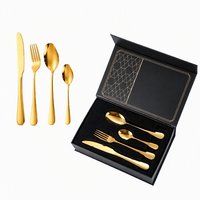Ensemble de couverts minimaliste en acier inoxydable 24 pièces, coffret cadeau personnalisé, ensemble couteau-fourchette-cuillère 4 pièces, finition miroir, portable