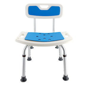 Chaise de douche Langhe avec dossier 42x31cm en alliage d'aluminium, hauteur réglable pour personnes âgées, handicapées, enceintes, sécurité dans la salle de bain - Product Image 5