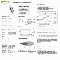 Capteur ultrasonique LORDDOM LGCB1000, étanche IP67, réglable, distance de détection 60-1000 mm, sortie 24V NPN/PNP pour le niveau de liquide
