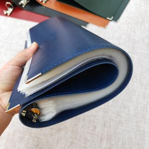 A4 cartella a foglia larga in morbida pelle portadocumenti portadocumenti per organizzazione impermeabile con legatoria - Product Image 5