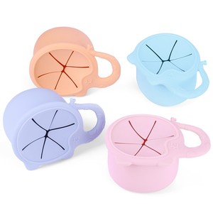 Reutilizable Anti-goteo del bebé Snack Bowl libre de Bpa de alimentación de silicona de bebé niño taza - Product Image 1