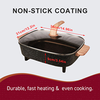 Casserole électrique de grande capacité 8L, cuisinière électrique en fonte à grain de bois à chauffage rapide 1800W, contrôle à 2 vitesses