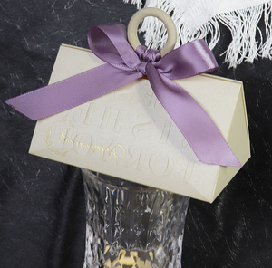 Bán buôn tùy chỉnh sang trọng tam giác hộp kẹo đám cưới bán Hot kẹo Quà Tặng Giấy bao bì hộp với <span class=keywords><strong>Ribbon</strong></span> và vòng gỗ xử lý - Product Image 3