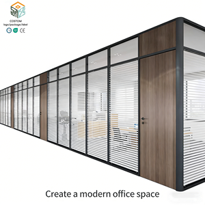 Cloison insonorisée simple SZMK 2026, cloison amovible commerciale, cloison à <span class=keywords><strong>cadre</strong></span> en aluminium pour la division des bureaux - Product Image 1