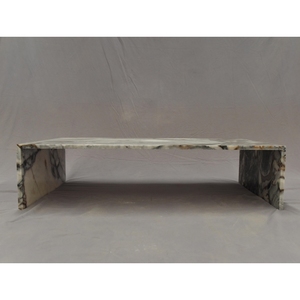 Tavolino da Caffè Rettangolare in Marmo Breccia Grigio, Arredamento di Lusso per Soggiorno in Pietra Naturale - Product Image 1