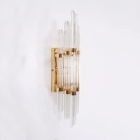 Applique murale LED sculpturale Art Déco moderne, en laiton et cristal de luxe, pour salon, salle à manger, éclairage d'accentuation et de fond
