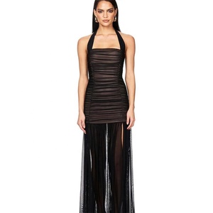 King Mcgreen Star vente chaude été nouvelle robe <span class=keywords><strong>Sexy</strong></span> mode suspendu cou haute fente coupe ajustée plissée longue <span class=keywords><strong>jupe</strong></span> - Product Image 5