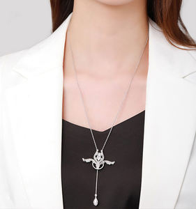 ALICE S925 실버 디자이너 앨리스 플라워 브로치 펜던트 지르콘 목걸이 여성 패션 고급 주얼리 - Product Image 5