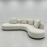 Canapé modulaire en cuir courbé gris clair moderne à trois places, rembourrage en éponge, ensemble de meubles durables et confortables