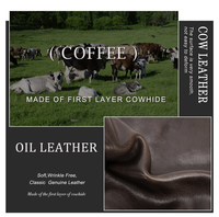 Contact's Multi-Compartimento Bolso de mano Hombre Primera capa Cuero de vaca Aceite Bolso de mano para hombre con cerradura codificada Trajes Vida empresarial diaria