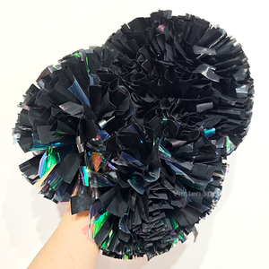Pompons de cheerleading métalliques personnalisés en gros pour fabricants, pompons holographiques néon scintillants pour équipes scolaires et équipes All-Star - Product Image 3