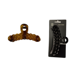 Chain Hair Clip Pinzas 12 Pcs Brown Black Fashion Accessory - Product Image 2