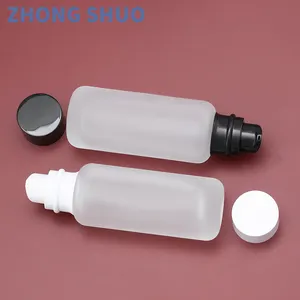 glass bottle manufacturers Cosmetic 50ml 110ml frosted glass pump bottle white/black pump head glass bottle