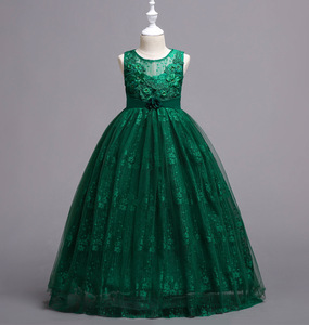 Estate <span class=keywords><strong>Tulle</strong></span> fiore ragazze vestito per la festa di nozze bambino principessa spettacolo abito lungo per bambini abiti per ragazze formale abiti da sera - Product Image 4
