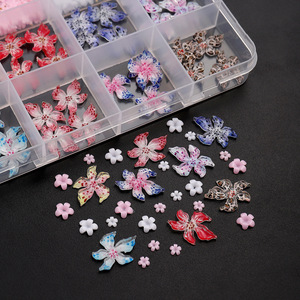 Set de 12 Rejillas de Decoración de Uñas 3D <span class=keywords><strong>con</strong></span> <span class=keywords><strong>Flores</strong></span> de Cinco Pétalos Coloridas, Piedras de Imitación Planas <span class=keywords><strong>con</strong></span> Cuentas de Acero y Resina, Estilo Francés DIY - Product Image 3