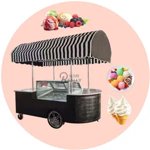새로운 디자인의 고품질 미니 트롤리 카트 주방 식당 자동차 식품 자판기 카트 모바일 아이스크림 세발 자전거 냉동고