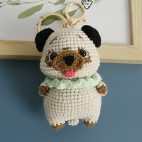 Porte-clés en crochet fait main, chien corgi, pékinois, poupée animale en crochet, breloque, porte-clés tricoté, pendentif, chiot amusant, porte-clés en peluche