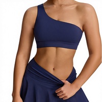 Soutien-gorge de sport asymétrique pour femme, à épaules inclinées, antichoc, haute maintien, en Spandex/Nylon extensible et respirant, idéal pour le yoga et les activités de plein air