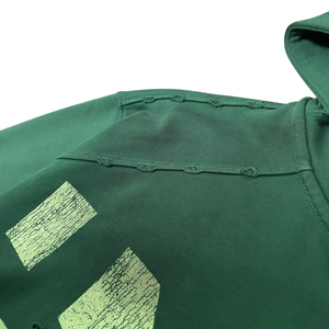 Sudadera con capucha verde de alta calidad, extragrande, con efecto lavado y cremallera, 100% algodón, estampado DTG, estilo streetwear desgastado, para venta al por mayor - Product Image 6