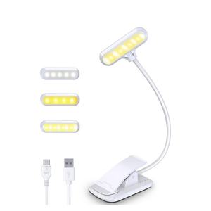 โคมไฟอ่านหนังสือแบบหนีบ LED พร้อมอุณหภูมิสีสามระดับสำหรับนักเรียน ชาร์จผ่าน USB - Product Image 1