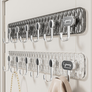 Yuehing Wall Mounted Adhesive Hooks 6 Holes Strong Self Adhesive For Kitchen Bathroom Towels <b>Clothes</b> <b>Storage</b> Rack - Product Image 4