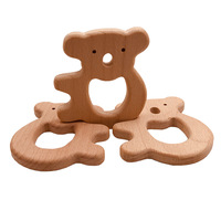 Jouet de dentition créatif pour enfants TK, en bois de hêtre poli, motif animal de dessin animé, avec perles détachables pour bébés