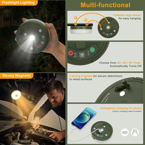 Guirlandes solaires de camping LED rechargeables par USB, étanches, portables, pour tente extérieure, jardin, cour, lampe de poche décorative, Art Déco - Product Image 4