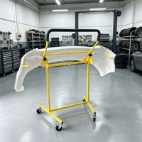 Support de pare-chocs de voiture professionnel en acier durable réglable, revêtement poudré, pour réparation de peinture automobile, avec roulettes verrouillables, antirouille